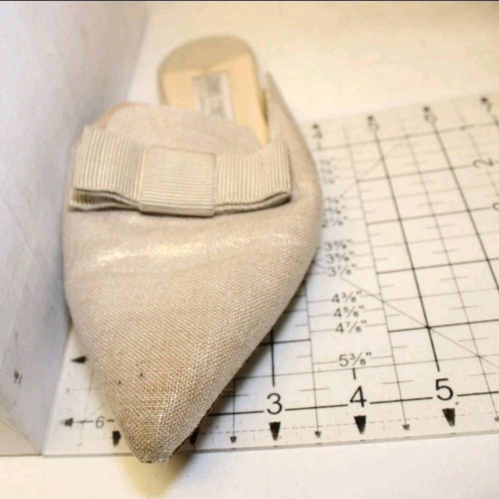 Jimmy Choo Ribbon Mule Pointed Toe Flats Metalic Beige 8 38 - Picture 11 of 14